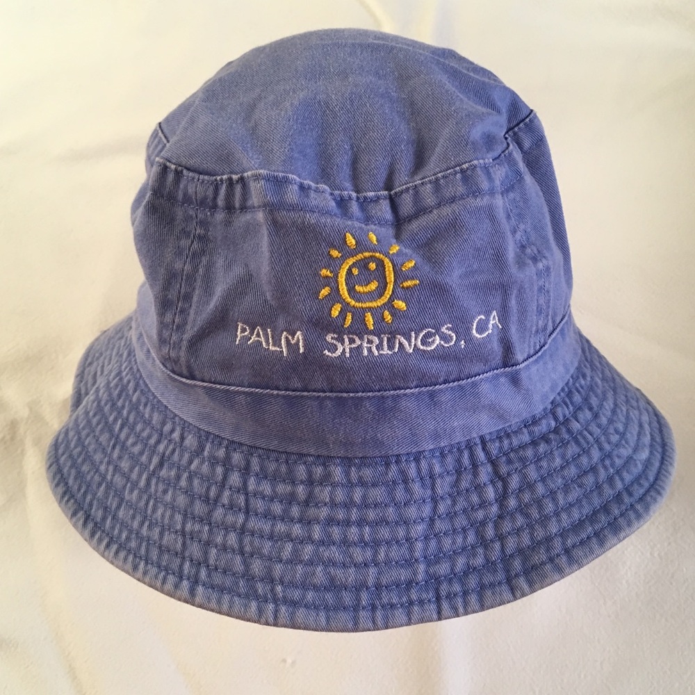 NWOT Blue Palm Springs CA Bucket Hat
